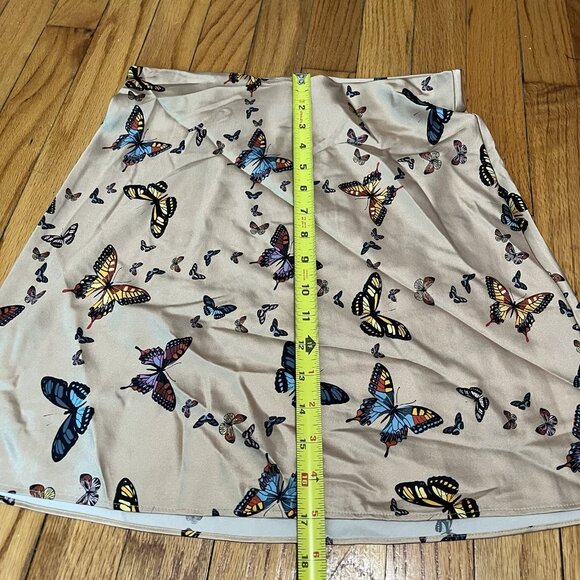 CAMI NYC Aviva Butterfly-Print Silk Charmeuse Mini Skirt In Beige Size Small - Picture 7 of 8